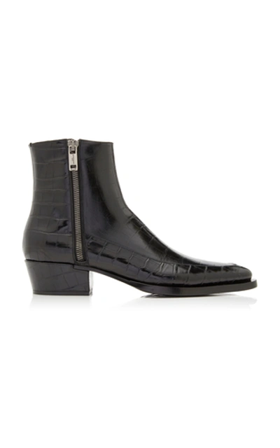Givenchy Dallas Croc-effect Leather Boots In Black