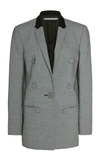 ALEXANDER WANG LEATHER-TRIMMED HOUNDSTOOTH WOOL BLAZER,721118