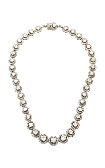 Amrapali 18k White Gold Diamond Necklace And Earrings Set