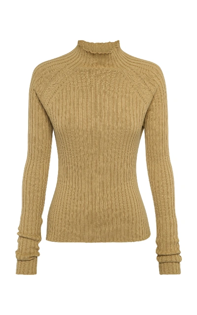 Anna Quan Blake Ribbed Cotton Turtleneck Sweater In Neutral