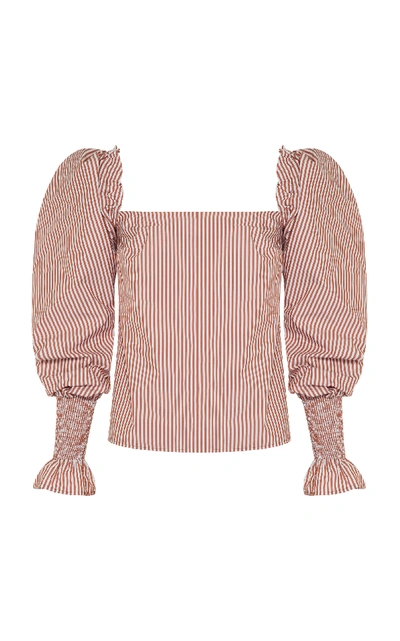 Anna Quan Marta Striped Cotton-blend Poplin Top