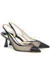 JIMMY CHOO FETTO 65 MESH AND LEATHER PUMPS,P00394128