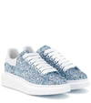 Alexander Mcqueen Larry Blue Glittered Leather Sneakers In Blue