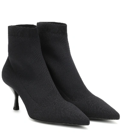 Prada Ribbed-knit Boots In Black