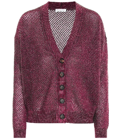 Brunello Cucinelli Mohair And Wool-blend Cardigan In Purple