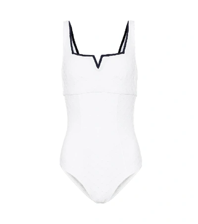 Heidi Klein Square-neck Floral-embroidered Swimsuit In White