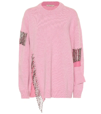Christopher Kane Oversized Crystal-embellished Cutout Wool Jumper In Fairytale