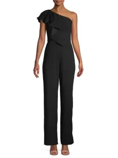 Aidan Mattox One-shoulder Jumpsuit In Black