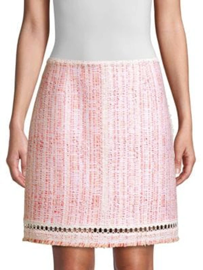 Elie Tahari Cochi Tweed A-line Skirt In Pink