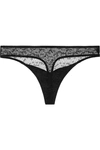 LES GIRLS LES BOYS EMBROIDERED STRETCH-TULLE THONG