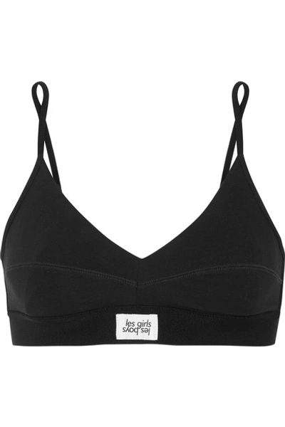 Les Girls Les Boys Ultimate Comfort Stretch-cotton Jersey Soft-cup Triangle Bra In Black