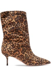 AQUAZZURA VERY BOOGIE 60 LEOPARD-PRINT SUEDE ANKLE BOOTS