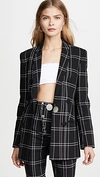 ALEXANDER WANG PEAKED LAPEL JACKET WITH LEATHER TRIM