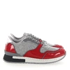 GIVENCHY LOW-TOP SNEAKERS MESH PATENT LEATHER LOGO GREY RED