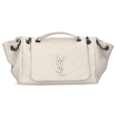 Saint Laurent Women Handbag Nolita Leather Logo Creamy In White