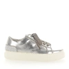 AGL ATTILIO GIUSTI LEOMBRUNI WOMEN LOW-TOP SNEAKERS D925012 SMOOTH LEATHER BEADS METALLIC SILVER