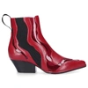 SERGIO ROSSI CHELSEA BOOTS A82880 NAPPA LEATHER PVC STRETCH RED