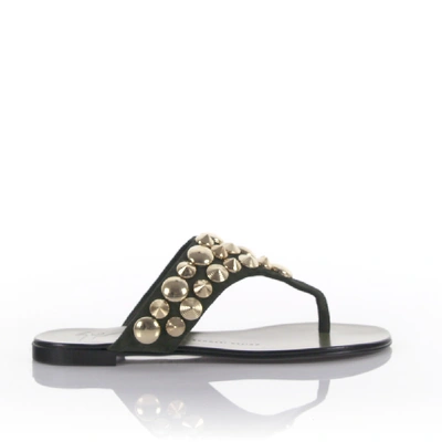 Giuseppe Zanotti Sandals Rock 10 Suede Green Rivets