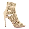 CASADEI SANDALS CALFSKIN TEXTILE EMBROIDERY BEIGE GOLD