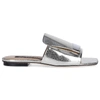 SERGIO ROSSI SANDALS A80380 LEATHER METALLIC FINISHED SILVER PLATED