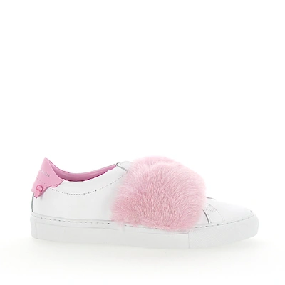 Givenchy Slip-on Sneaker Leder Weiss Nerz Rosa In White,pink
