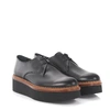 TOD'S PLATFORM LACE UP SHOES DERBY CALFSKIN BLACK