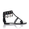 GIUSEPPE ZANOTTI SANDALS ROLL 10 WITH ANKLE STRAP LEATHER BLACK
