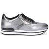 HOGAN LOW-TOP SNEAKERS SMOOTH LEATHER HOLE PATTERN LOGO SILVER