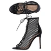 GIANVITO ROSSI SHAFT SANDALS HELENA BOOTIE MESH NAPPA LEATHER BLACK