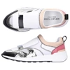 SERGIO ROSSI SLIP-ON SR1 RUNNING  CALFSKIN CRINKLED LOGO BEIGE PALE PINK SILVER WHITE