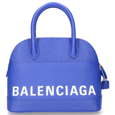 Balenciaga Women Handbag Ville Top Handle S Leather Logo Blue
