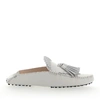 TOD'S SLIPPER MOCASSINS G0X070 LEATHER WHITE FRAYS