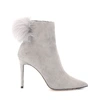 JIMMY CHOO ANKLE BOOTS SUEDE FUR UPPER POMPOM GREY