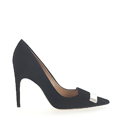 Sergio Rossi Black Suede Leather Pointed-toe Decollete'