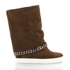 CASADEI ANKLE BOOTS SUEDE DECORATIVE CHAIN BROWN
