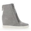 CASADEI HIGH-TOP SNEAKERS 2R642 SUEDE CRYSTAL ORNAMENT LIGHT GREY SILVER