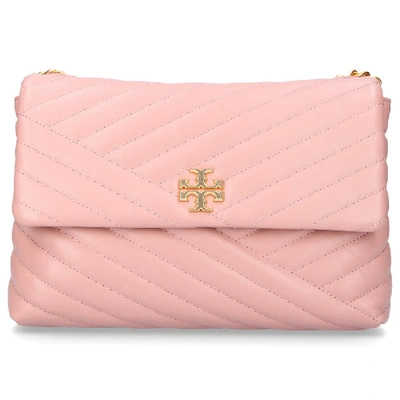 Tory Burch Women Handbag Kira Shoulder Bag Leather Logo Embroidery Pink