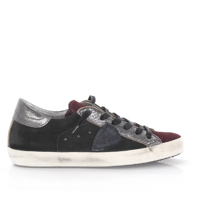 Philippe Model Low-top Trainers Finished Logo Bordeaux Grey Silver In Red