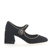 DOLCE & GABBANA PUMPS MARY JANE SUEDE BLACK JEWELLERY ORNAMENT