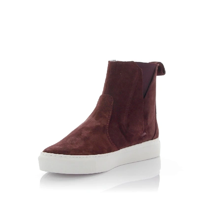 Lanvin High-top Sneakers Suede Bordeaux In Red