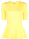 Proenza Schouler Matte Knit Peplum Top In Yellow