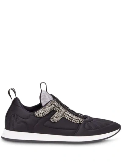 Fendi Freedom Stretch Trainers With Crystals In Black