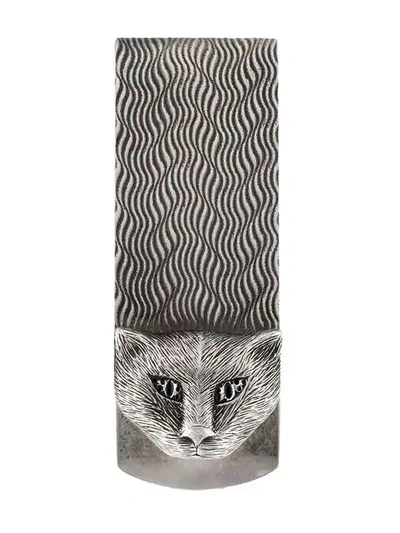 Gucci Garden Money Clip W/feline Head In Silver