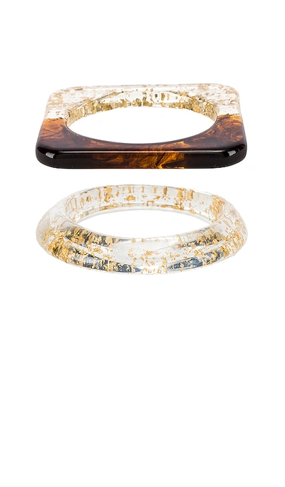 Amber Sceats Hart & Sahi Bracelet Set In Metallic Gold. In Gold Multi