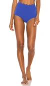 Marysia Reversible Palm Springs High Waist Bikini Bottom In Blue Gingham & Blue