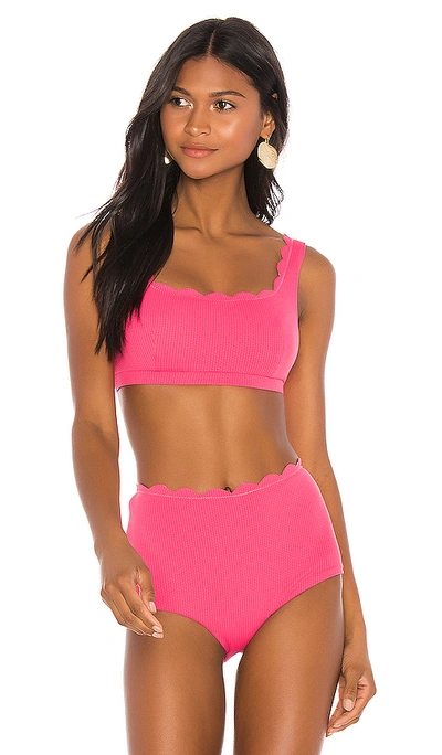 Marysia Reversible Palm Springs Sporty Bikini Top In Pink Gingham & Pink