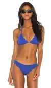 Marysia Reversible Broadway Bikini Top In Blue Gingham & Blue