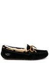 Ugg Dakota Womens Suede Shearling Lined Moccasin Slippers In Black