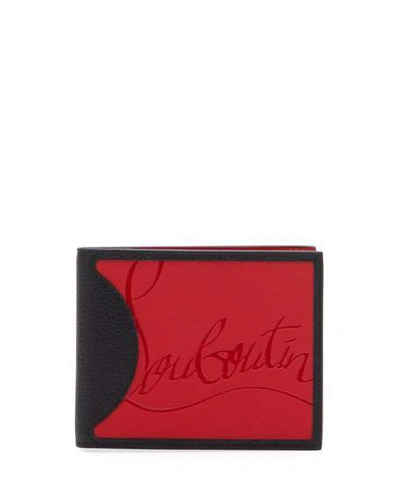 Christian Louboutin Coolcard Rubber-inlay Bi-fold Leather Wallet In Black