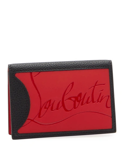 Christian Louboutin Men's Empire Two-tone Leather Wallet In Black